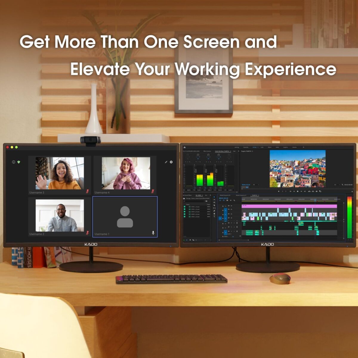Kado Dual Monitor Setup - 2-Pack 24" Curved 1920x1080 Computer Monitor 1500R 75Hz VESA Mount HDMI Office Gaming Hybrid Built-in Speakers (C24X Dual Series) - Image 7