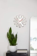 Umbra Ribbon Modern 12-inch Wall Clock, Battery Operated Quartz Movement, Silent Non Ticking Wall Clock, Stainless Steel - Image 3