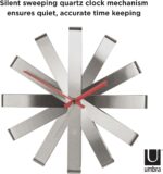 Umbra Ribbon Modern 12-inch Wall Clock, Battery Operated Quartz Movement, Silent Non Ticking Wall Clock, Stainless Steel - Image 6