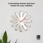 Umbra Ribbon Modern 12-inch Wall Clock, Battery Operated Quartz Movement, Silent Non Ticking Wall Clock, Stainless Steel - Image 8