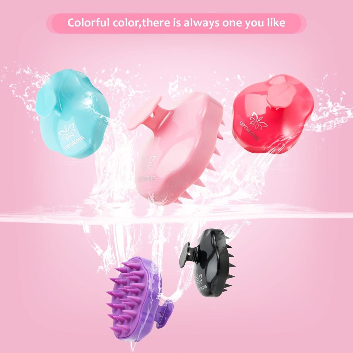 URTHEONE Soft Silicone Hair Scalp Massager Shampoo Brush for Wet Dry Oily Curly Straight Thick Thin Rough Long Short Natural Men Women Kids Pets Hair Care Tools（Pink - Image 8