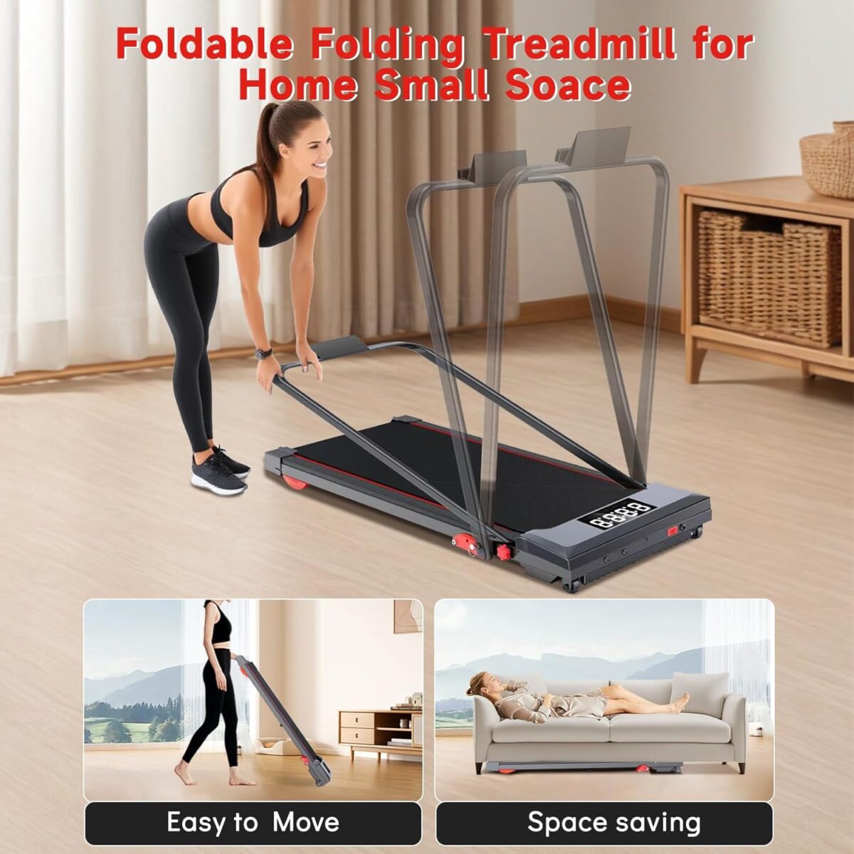 Walking Pad Treadmill with Incline and Handle Bar, 7.5MPH Under Desk Treadmill for Home Office, 360 Lbs Capacity Portable Treadmills with Remote Control, Led Display - Image 8