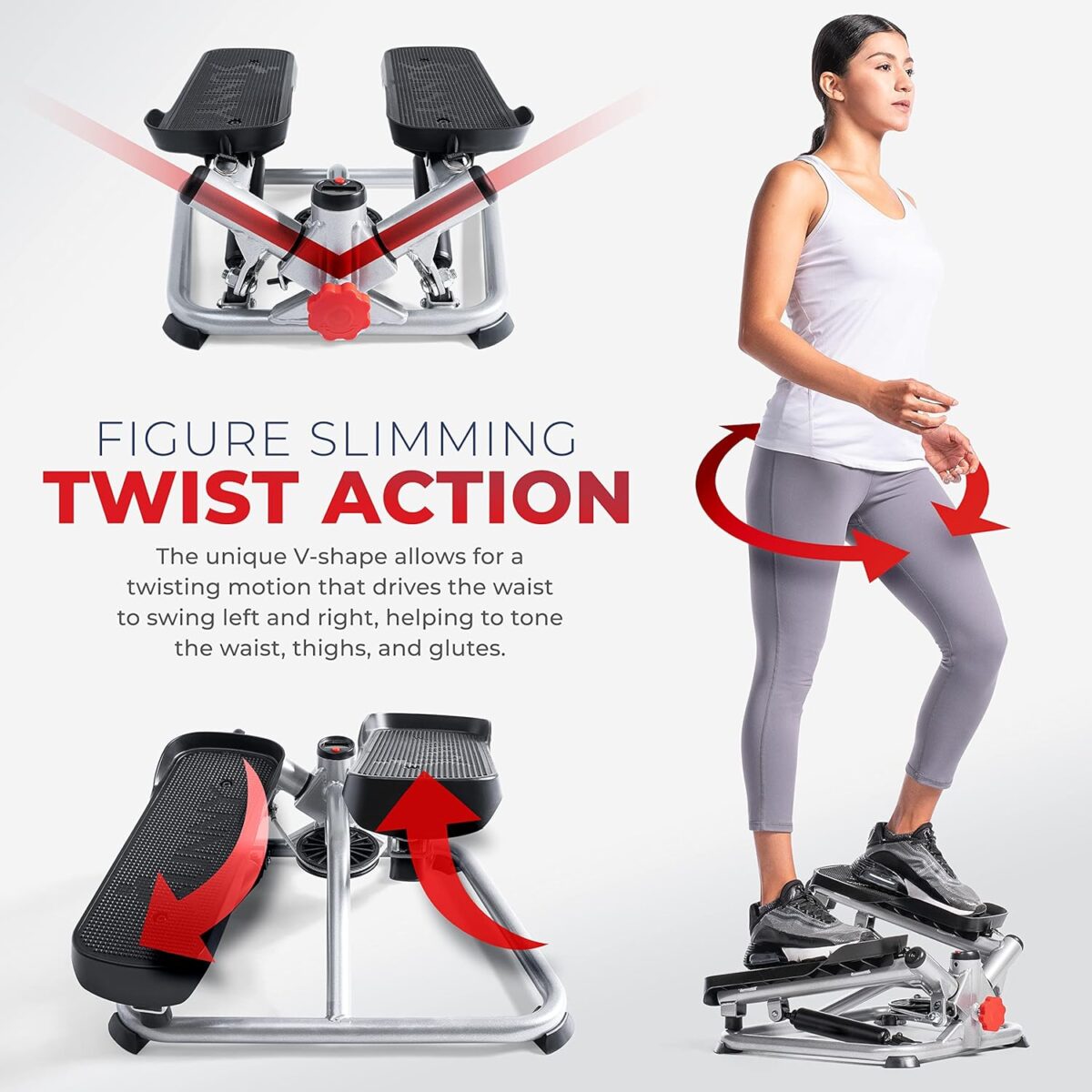 Sunny Health & Fitness Mini Steppers for Exercise at Home, Stair Step Workout Machine, Full Body Cardio Equipment, with Optional Free SunnyFit App Connection and Resistance Band - Image 3