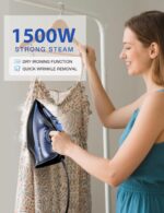 Sundu Steam Iron for Clothes with Rapid Heating Ceramic Coated Soleplate, 1500W with Precise Thermostat Dial, Self-Cleaning, Auto-Off, 15.21oz Water Tank for Home Clothes Ironing Use, Blue - Image 7