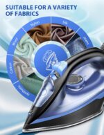 Sundu Steam Iron for Clothes with Rapid Heating Ceramic Coated Soleplate, 1500W with Precise Thermostat Dial, Self-Cleaning, Auto-Off, 15.21oz Water Tank for Home Clothes Ironing Use, Blue - Image 9