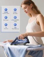 Sundu Steam Iron for Clothes with Rapid Heating Ceramic Coated Soleplate, 1500W with Precise Thermostat Dial, Self-Cleaning, Auto-Off, 15.21oz Water Tank for Home Clothes Ironing Use, Blue - Image 10