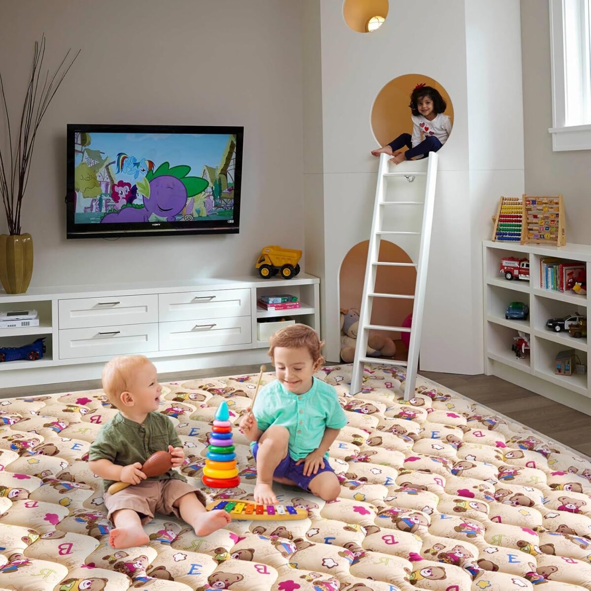 Baby Play Mat - 71" X 59",Premium Thicker Foam One-Piece Crawling Mat, Machine Washable, Extra Large Anti-Slip Activity Playmat for Babies, Toddlers & Infants - Image 6