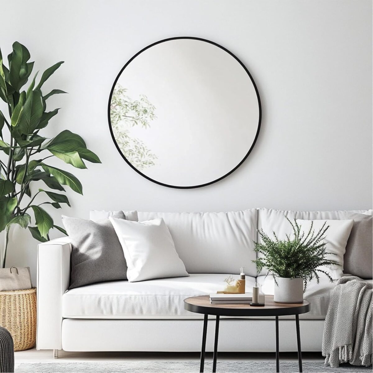 Round Mirror, Black Round Mirror 24 inch, Circle Wall Mirrors Metal Frame, Circular Mirrors for Wall, Living Room, Bathroom, Vanity, Entryway, Hallway. - Image 4