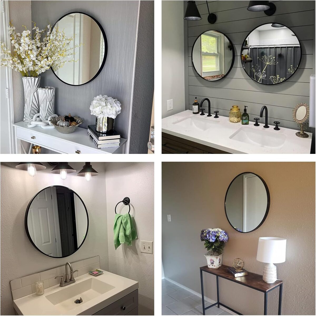 Round Mirror, Black Round Mirror 24 inch, Circle Wall Mirrors Metal Frame, Circular Mirrors for Wall, Living Room, Bathroom, Vanity, Entryway, Hallway. - Image 6