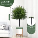 23.6" Artificial Cypress Topiary Outdoor Plants with Spike, 2 Pack Faux Cedar Bushes UV Resistant Fake Shrubs for Front Porch Décor (Cedar Topiary Ball Trees) - Image 5