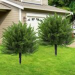 23.6" Artificial Cypress Topiary Outdoor Plants with Spike, 2 Pack Faux Cedar Bushes UV Resistant Fake Shrubs for Front Porch Décor (Cedar Topiary Ball Trees) - Image 7