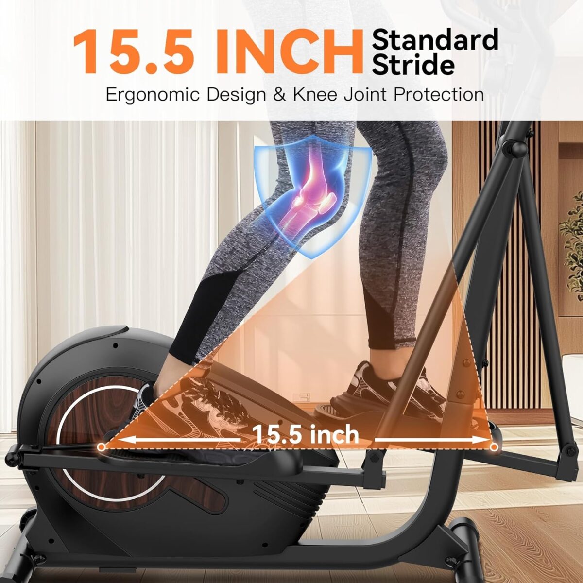 ANCHEER Elliptical Machine, Elliptical Exercise Machine with Quiet Magnetic Drive,14 Resistance Levels, Pulse Rate Monitor, LCD Monitor, 15.5IN Stride, Elliptical Trainer for Home - Image 4