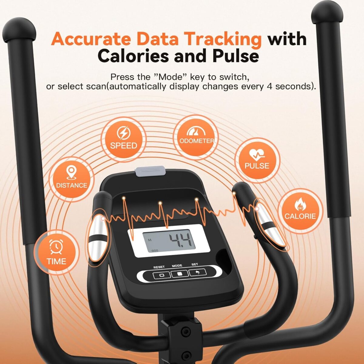 ANCHEER Elliptical Machine, Elliptical Exercise Machine with Quiet Magnetic Drive,14 Resistance Levels, Pulse Rate Monitor, LCD Monitor, 15.5IN Stride, Elliptical Trainer for Home - Image 6