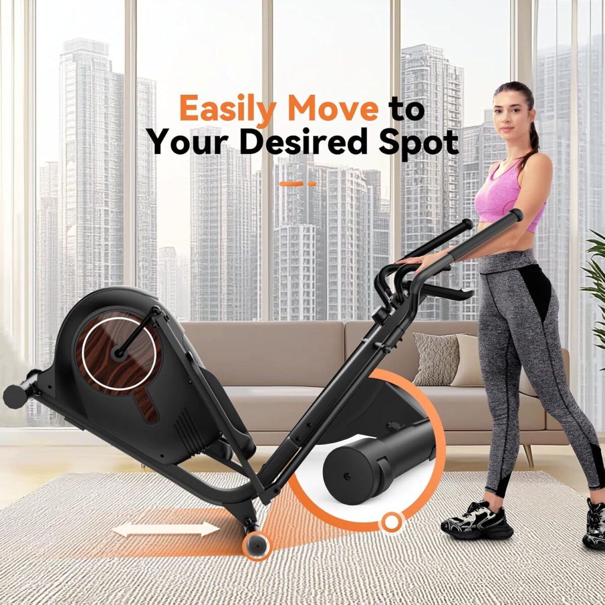 ANCHEER Elliptical Machine, Elliptical Exercise Machine with Quiet Magnetic Drive,14 Resistance Levels, Pulse Rate Monitor, LCD Monitor, 15.5IN Stride, Elliptical Trainer for Home - Image 8