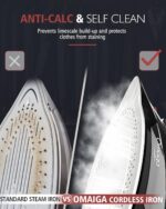 Cordless Iron for Clothes, 1500W Steam Iron Rapid Heating, Non-Stick Ceramic Soleplate, Auto Shut Off, Burst of Steam, Self-Clean, Anti Drip, 3 Temperature Settings, 11.84oz Water Tank, Black - Image 8