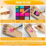 54 Colors Face Painting Kit for Kids, Non-Toxic Water Activated Face Paint Palette, Facepaint Makeup Kit with Brushes, Stencils, Gems, for Festivals, Halloween, Carnival, Birthday Parties - Image 7