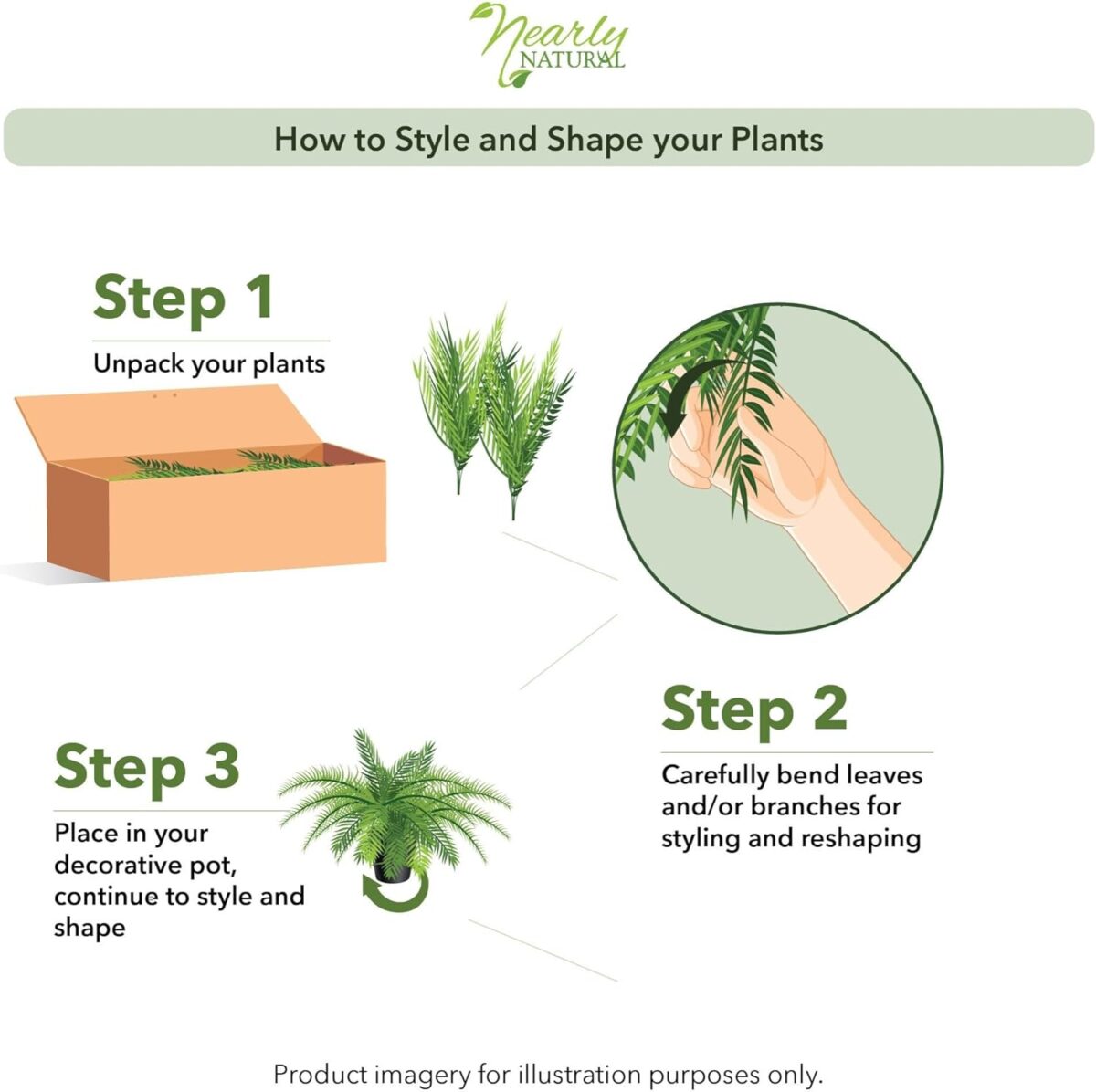 Nearly Natural 48-in Artificial Boston Fern, Set of 2, Large Hanging Fake Plant Wall Decor with 67 Fronds, Faux Fern Vines that Look Real for Home and Office Decor - Image 7