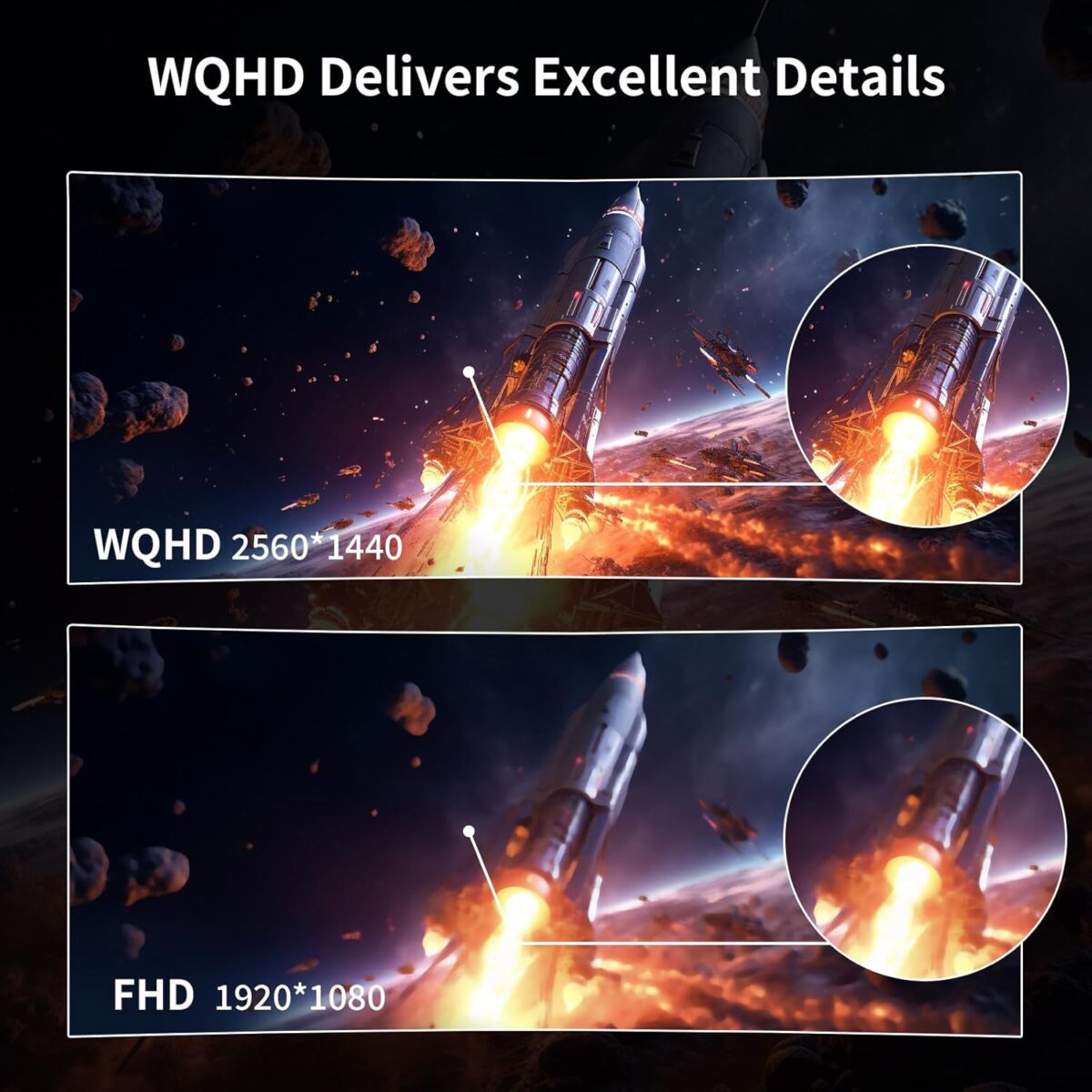 SANSUI 32-Inch Curved Gaming Monitor WQHD 2560 x 1440 180Hz Curved 1500R -Fast VA,1ms(OD), HDR, 300nits, sRGB 125%, DCI-P3 95%, FreeSync, HDMI x2, DP1.4x2(DP Cable Included) - Image 9