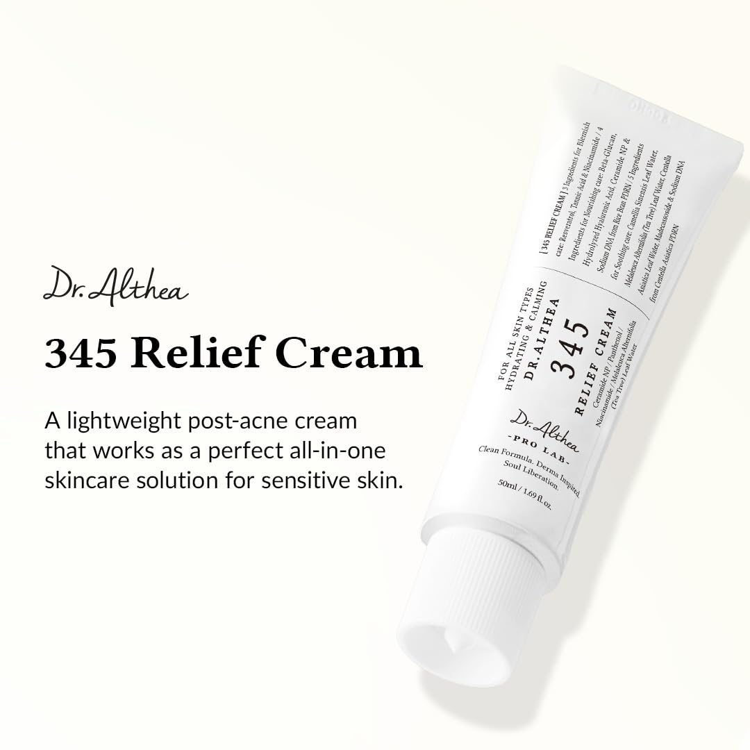 Dr.Althea 345 Relief Cream | Moisturizer for Soothing Recovery and Blemish Care with Tea Tree Leaf Water & Niacinamide | Korean Vegan Skin Care for All Skin Types, 1.69 Fl Oz (Ver.2 - Pack of 1) - Image 3
