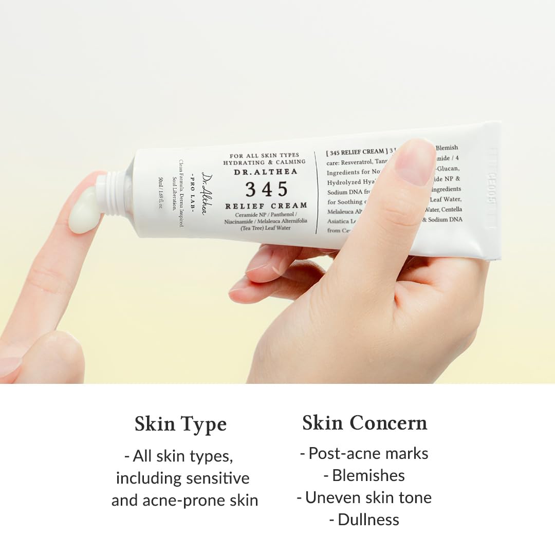 Dr.Althea 345 Relief Cream | Moisturizer for Soothing Recovery and Blemish Care with Tea Tree Leaf Water & Niacinamide | Korean Vegan Skin Care for All Skin Types, 1.69 Fl Oz (Ver.2 - Pack of 1) - Image 8