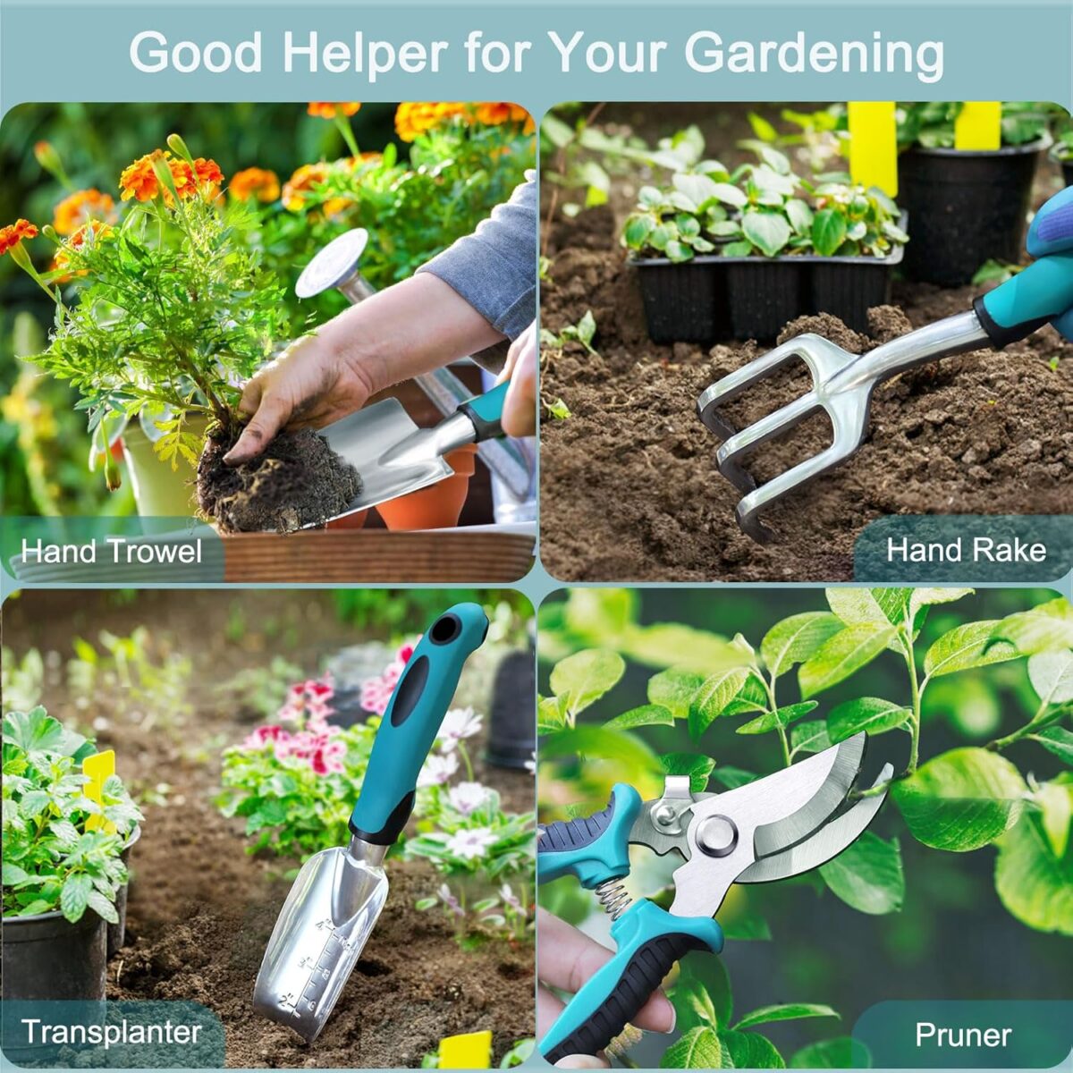 Kynup Garden Tools 7-Piece, Gardening Hand Tools, Gardening Tools Set Cultivators with Rust-Proof,Stainless Steel, Aluminum Alloy Material, Gardening Supplies Set Ideal Gift - Image 3