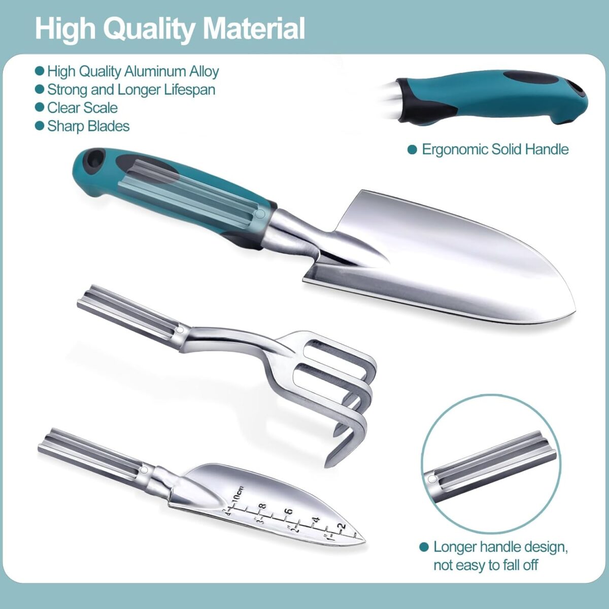 Kynup Garden Tools 7-Piece, Gardening Hand Tools, Gardening Tools Set Cultivators with Rust-Proof,Stainless Steel, Aluminum Alloy Material, Gardening Supplies Set Ideal Gift - Image 8