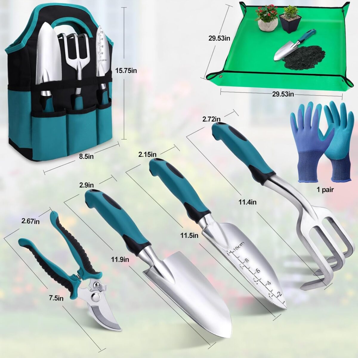 Kynup Garden Tools 7-Piece, Gardening Hand Tools, Gardening Tools Set Cultivators with Rust-Proof,Stainless Steel, Aluminum Alloy Material, Gardening Supplies Set Ideal Gift - Image 9