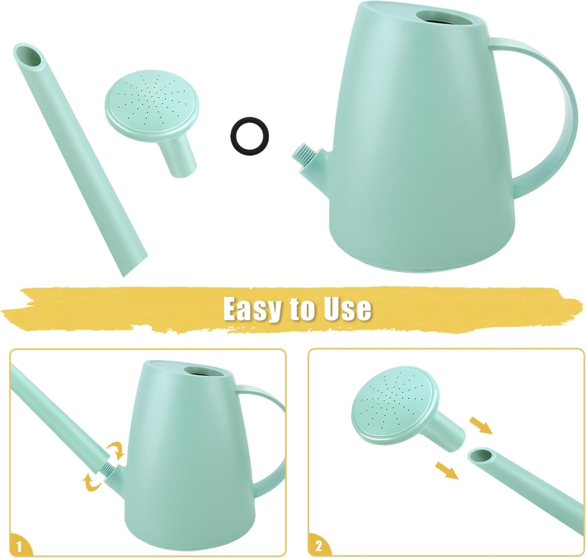 Qilebi Long Spout Small Watering Can for Indoor & Outdoor Plants, House Plant, Garden Flower, 1. 8L 1/2 Gallon (Green) - Image 4