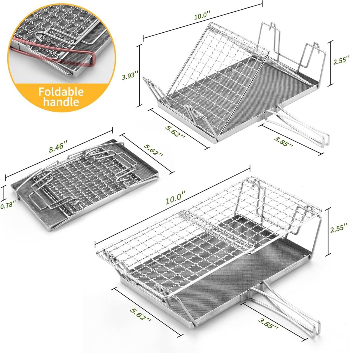 Foldable Camping Toaster,Stainless Steel Collapsible Toaster Rustproof & Heat-Resistant Design for Hiking, Picnic and Outdoor Use - Image 3