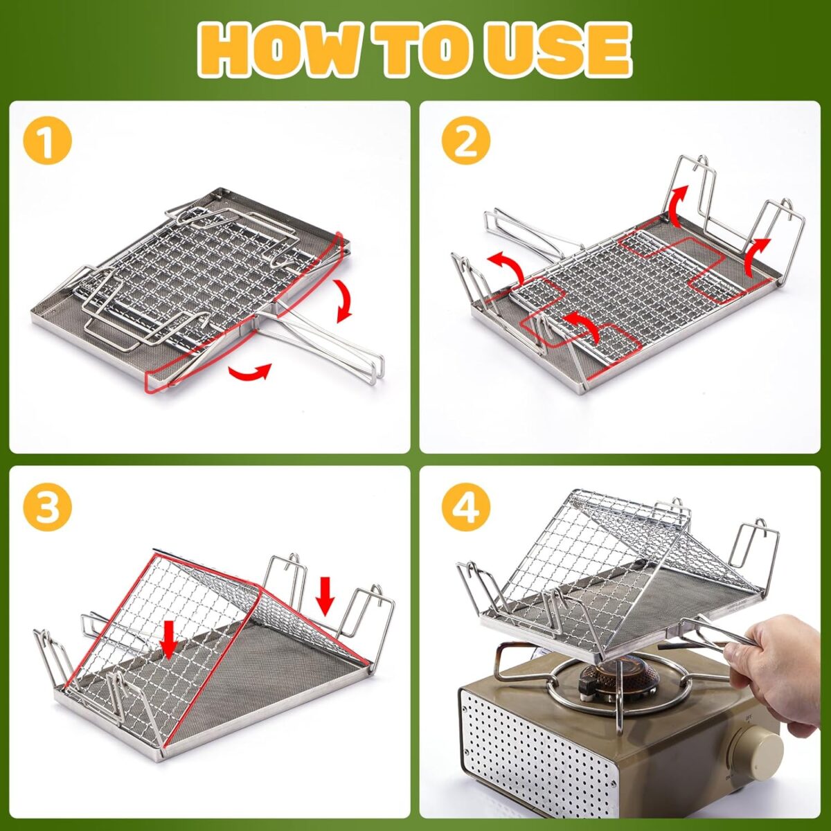 Foldable Camping Toaster,Stainless Steel Collapsible Toaster Rustproof & Heat-Resistant Design for Hiking, Picnic and Outdoor Use - Image 7