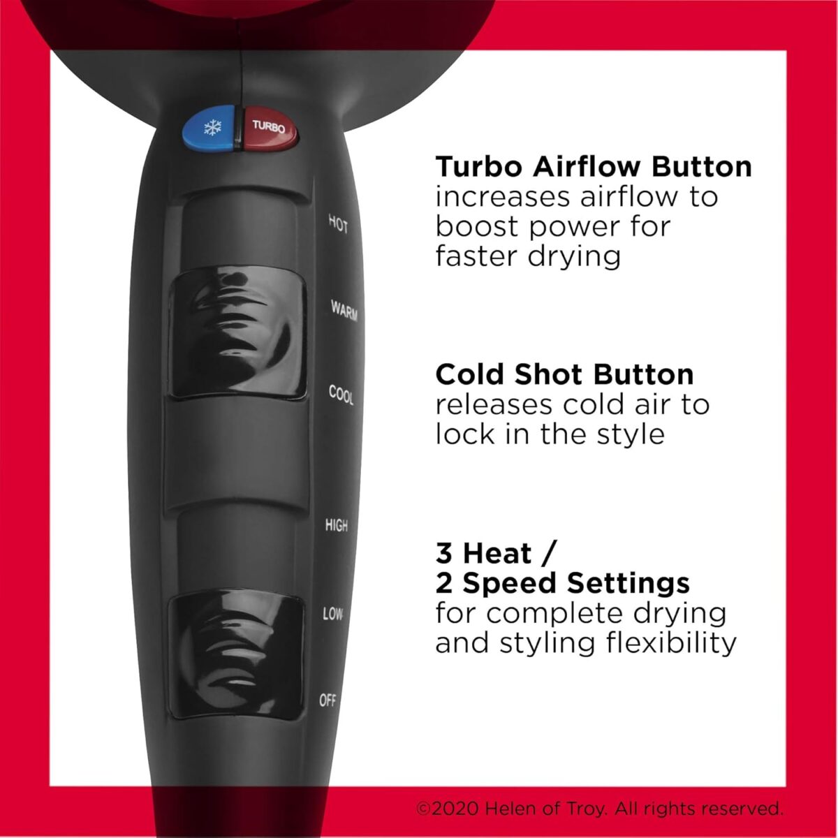 REVLON Turbo Hair Dryer with Advanced Ionic Technology, Ceramic Coating | Turbo Heat and Cold Shot Features, 1875 Watts for Fast Drying and Shine (Silver) - Image 4