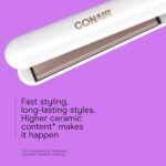 Conair Double Ceramic Flat Iron, 1-Inch Flat Iron Hair Straightener, Five Heat Settings, Extra Long Floating Plates, White - Image 4