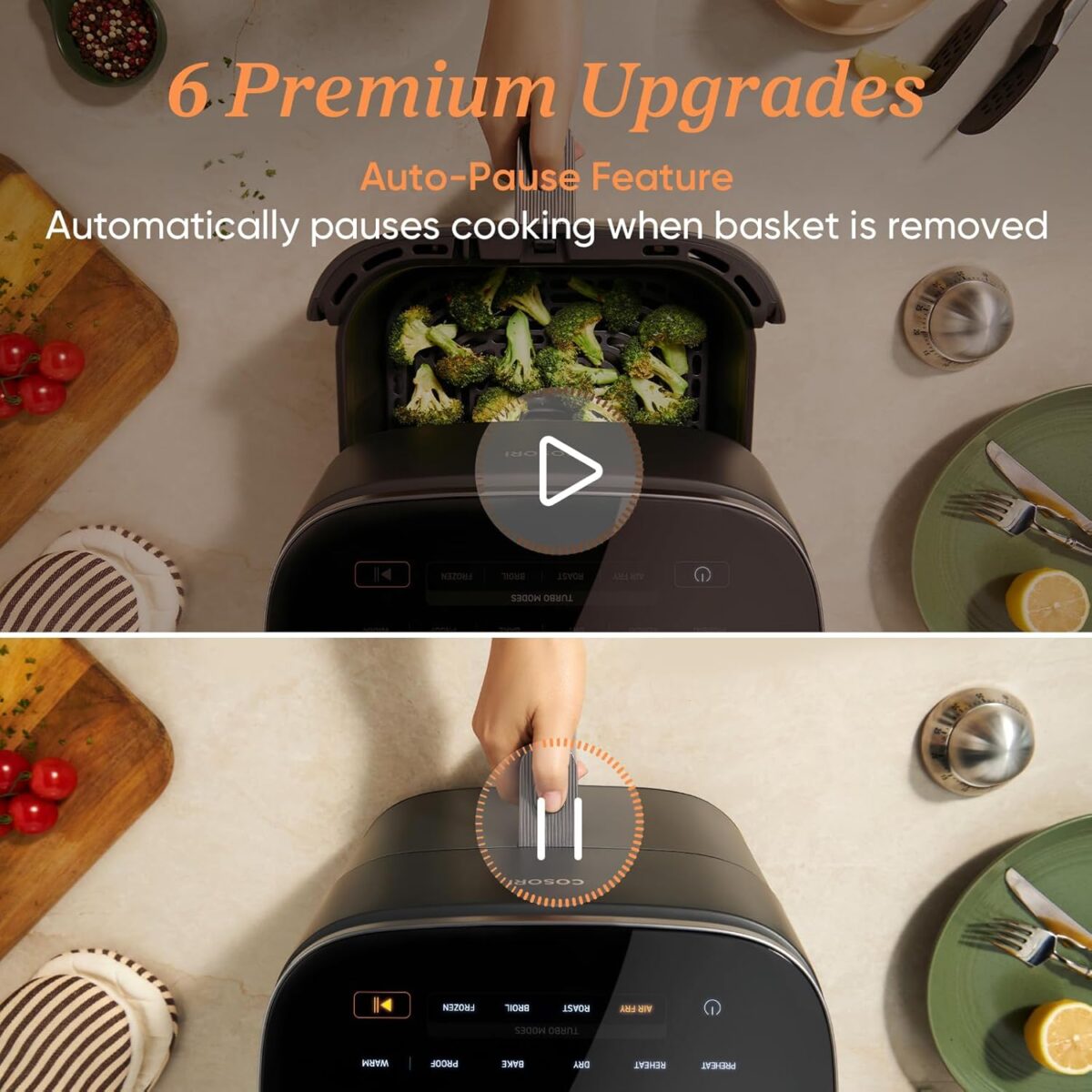 Cosori 9-in-1 TurboBlaze Air Fryer 6 Qt, Premium Ceramic Coating, 90°–450°F, Precise Heating for Even Results, Air Fry, Roast, Bake, Broil, Dry, Frozen, Proof, Reheat, Keep Warm, 120V - Image 7