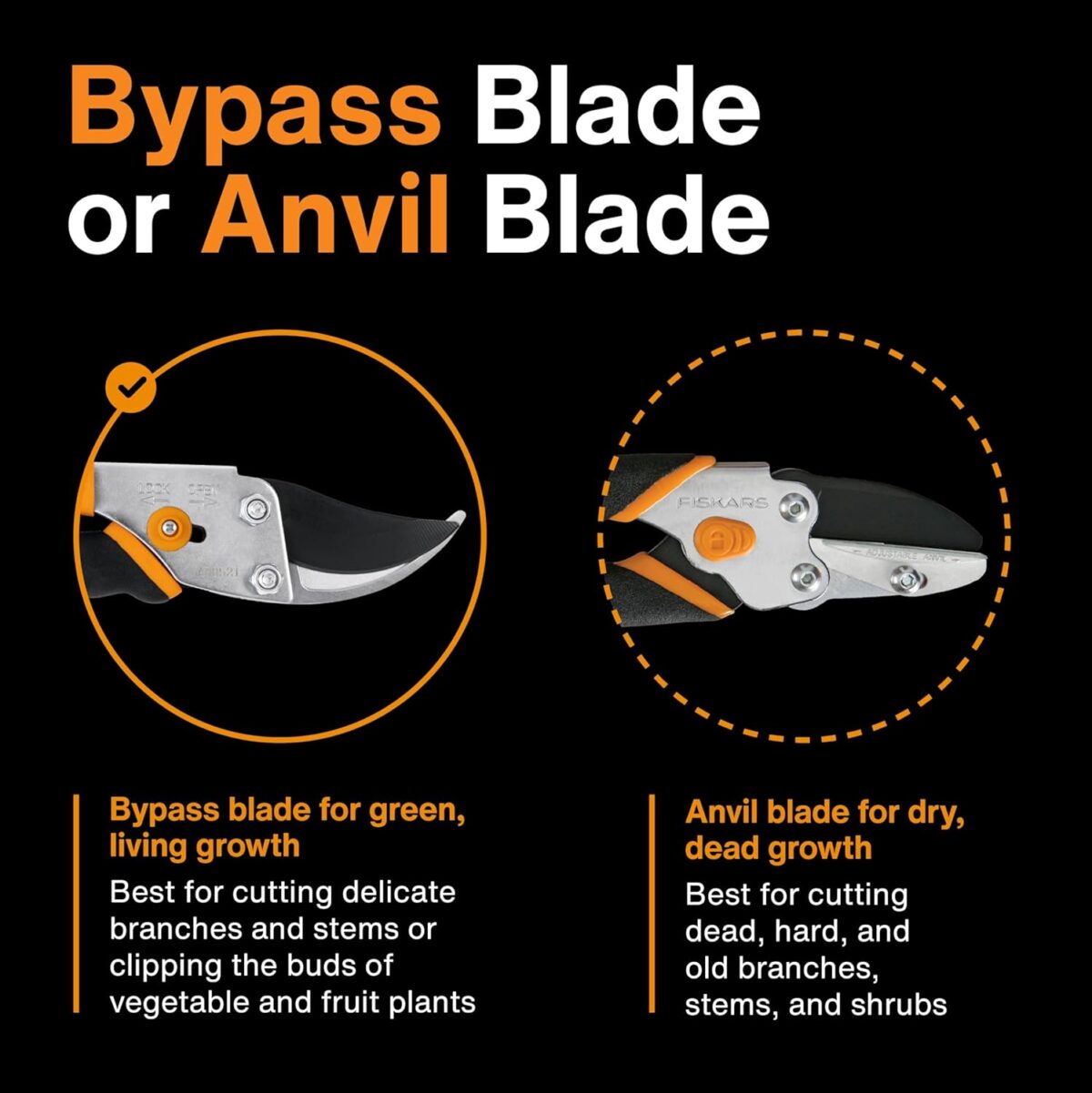 Fiskars Bypass Pruning Shears, 5/8-Inch Cut Capacity Garden Clippers, Gardening Scissors with Sharp, Rust Resistant Steel Blade - Image 7