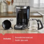 BLACK+DECKER 12-Cup Digital Coffee Maker, Programmable, Washable Basket Filter, Sneak-A-Cup, Auto Brew, Water Window, Keep Hot Plate, Black - Image 4