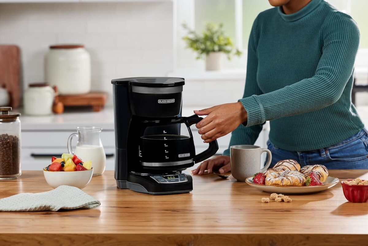BLACK+DECKER 12-Cup Digital Coffee Maker, Programmable, Washable Basket Filter, Sneak-A-Cup, Auto Brew, Water Window, Keep Hot Plate, Black - Image 7