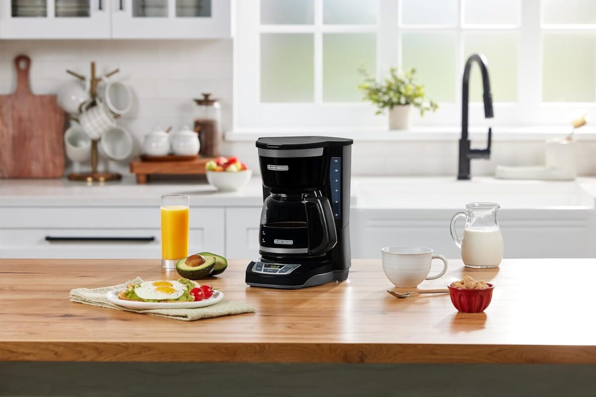 BLACK+DECKER 12-Cup Digital Coffee Maker, Programmable, Washable Basket Filter, Sneak-A-Cup, Auto Brew, Water Window, Keep Hot Plate, Black - Image 10