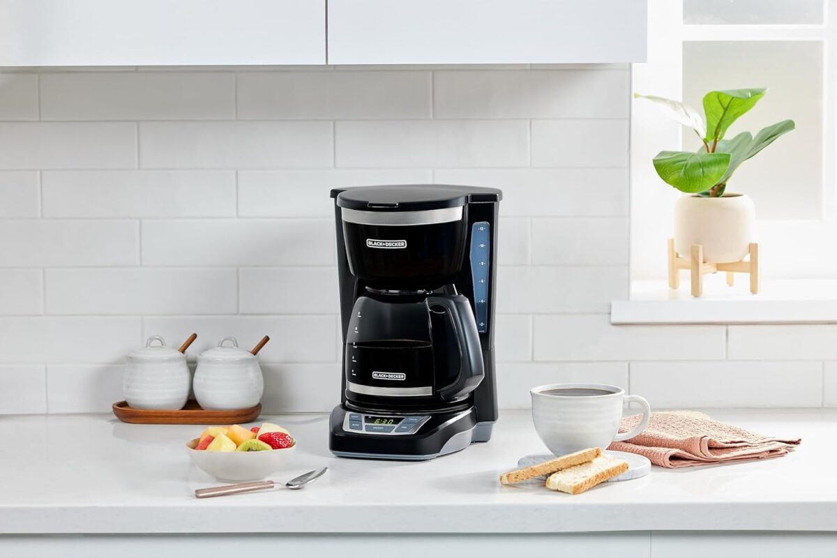 BLACK+DECKER 12-Cup Digital Coffee Maker, Programmable, Washable Basket Filter, Sneak-A-Cup, Auto Brew, Water Window, Keep Hot Plate, Black - Image 11