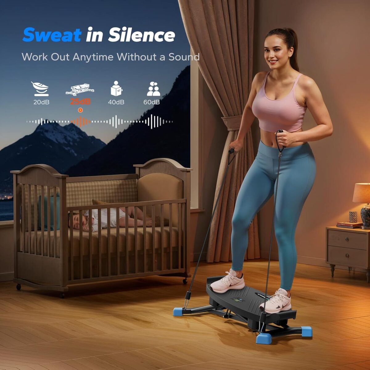 MERACH Balance Board with Resistance Bands, Portable Ski Balancing Machine Featuring LCD Monitor, 300 lbs Capacity Gibbon Balance Trainer for Full Body Workout - Image 5