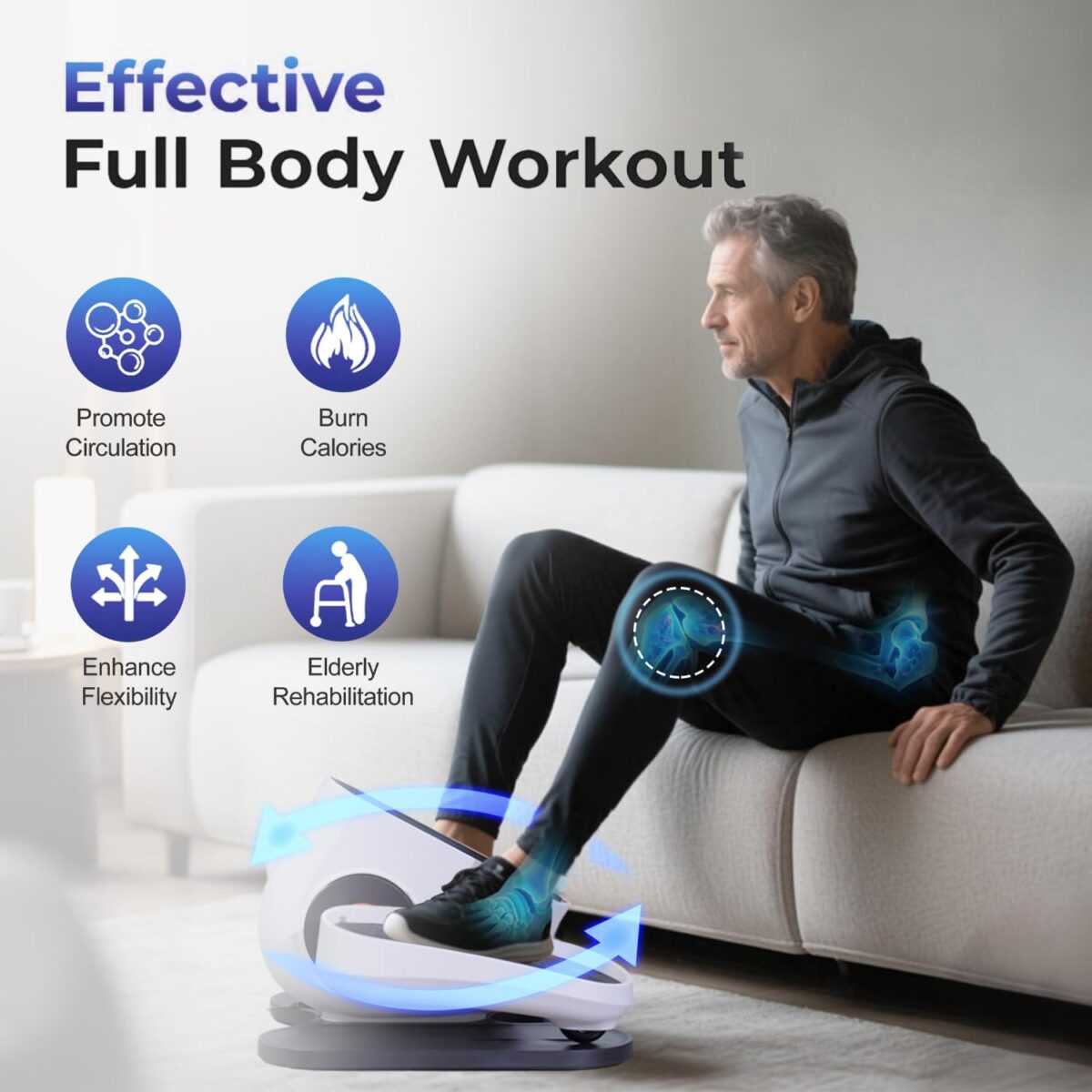 Under Desk Elliptical Machine, Electric Ellipse Leg Exerciser as Seen on Tv for Seniors with 10 Adjustable,Pedal Exerciser,Exercise Equipment for Home - Image 5