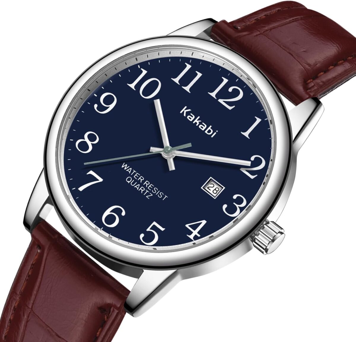 Watch for Men, Easy Reader Unisex Analog Quartz Waterproof Wristwatch with Date and Leather Band, Casual Simple Fashion Mens Watches Gift - Image 3