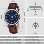 Watch for Men, Easy Reader Unisex Analog Quartz Waterproof Wristwatch with Date and Leather Band, Casual Simple Fashion Mens Watches Gift - Image 8