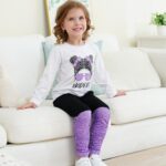 Kids Toddler Girls Clothes Figure Graphic Drop Shoulder Top Pullover Spotted Print Pants Fall Winter Outfit Set - Image 5