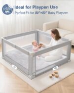 Thick Baby Play Mat for Floor,50 x 50 Playpen Mat,Tummy Time Foam Mat,Ultra Soft Support & Plush Feel,Easy Care with Non-Slip Cushioned for Infant,Kids and Toddler Crawling,Grey - Image 5