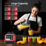 1800W Smoothie Blender and Grinder Combo 70OZ Large Capacity Countertop Blenders for Kitchen High Speed Blender for Smoothies Ice Crushing Frozen Drinks Puree (Dark Red) - Image 5