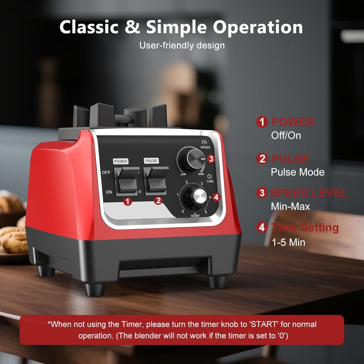 1800W Smoothie Blender and Grinder Combo 70OZ Large Capacity Countertop Blenders for Kitchen High Speed Blender for Smoothies Ice Crushing Frozen Drinks Puree (Dark Red) - Image 6