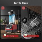 1800W Smoothie Blender and Grinder Combo 70OZ Large Capacity Countertop Blenders for Kitchen High Speed Blender for Smoothies Ice Crushing Frozen Drinks Puree (Dark Red) - Image 7