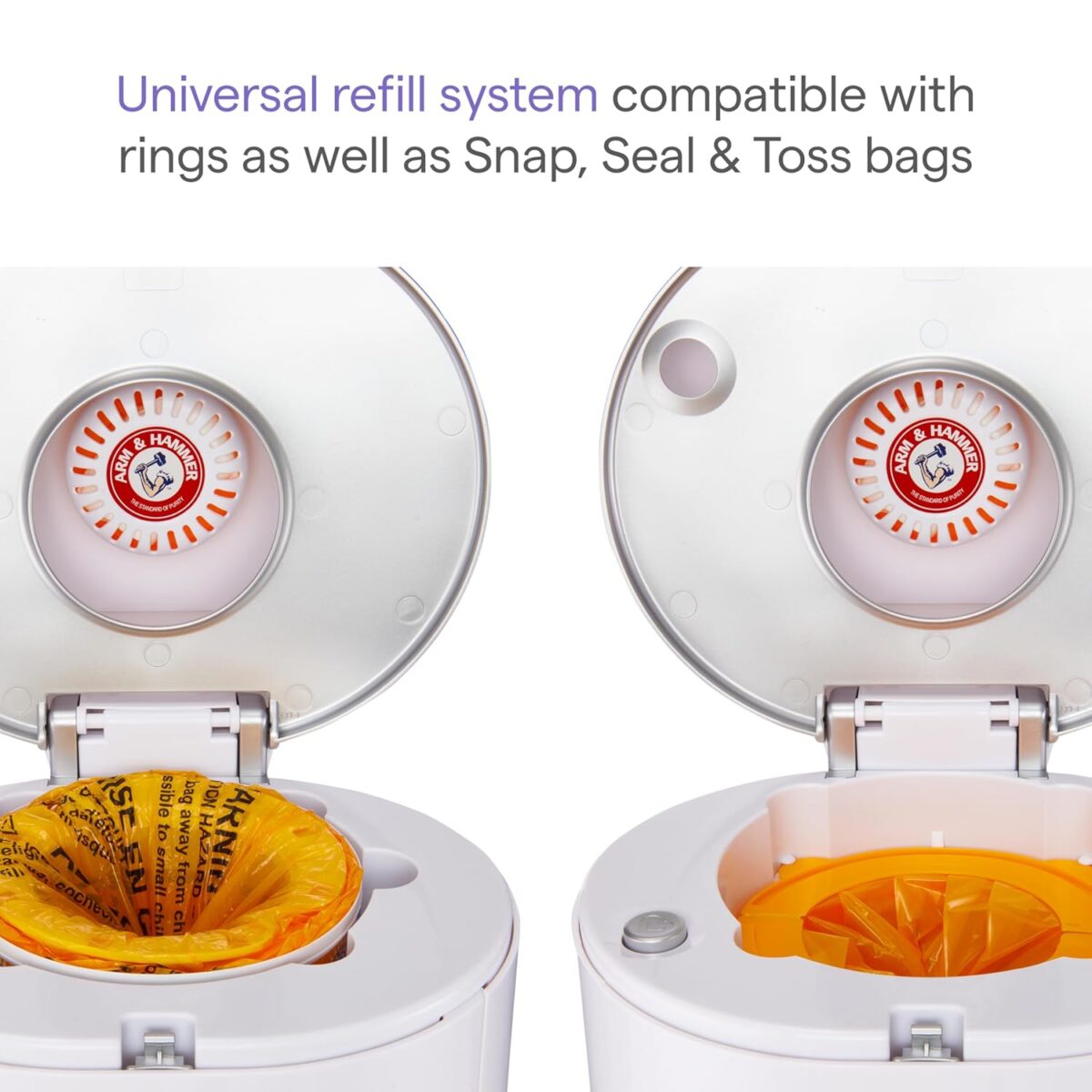 Munchkin® STEP™ Diaper Pail Powered by Arm & Hammer, #1 in Odor Control, Award-Winning, Includes 1 Snap, Seal & Toss™ Bag, 1 Starter Refill Ring, and 1 PUCK™ Baking Soda Cartridge - Image 4