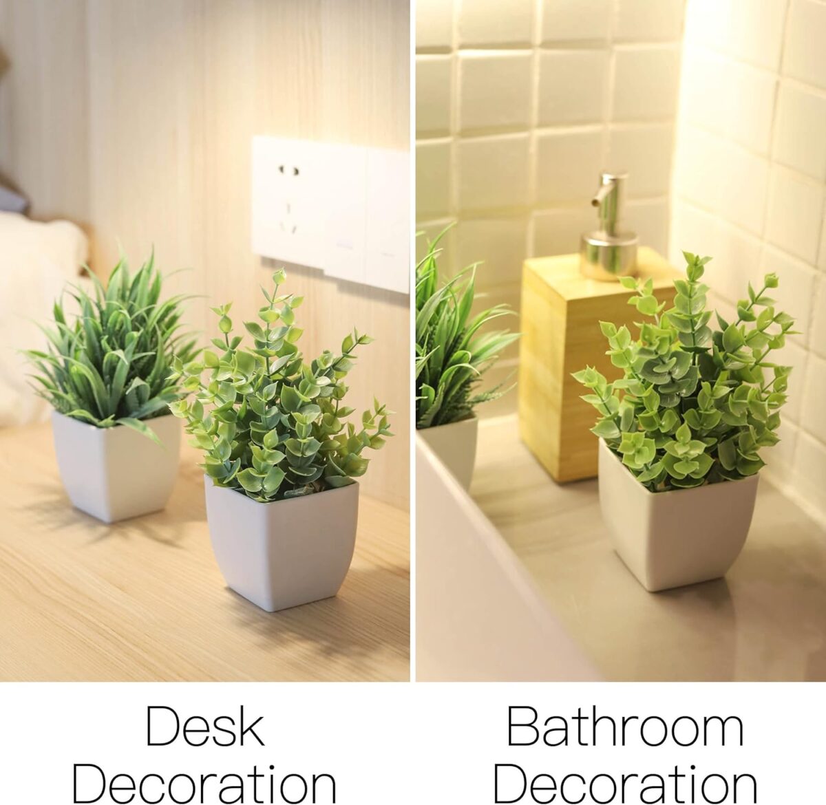 Der Rose 2 Pack Small Fake Plants Mini Artificial Potted Plants for Table Desk Home Bathroom Office Decor - Image 5