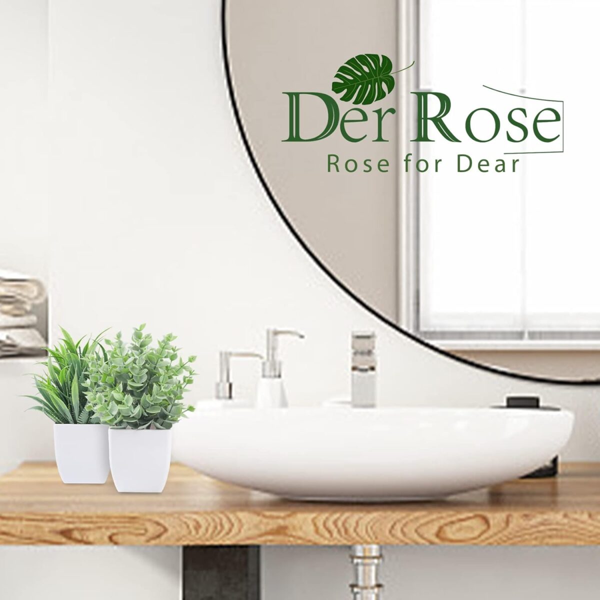 Der Rose 2 Pack Small Fake Plants Mini Artificial Potted Plants for Table Desk Home Bathroom Office Decor - Image 7